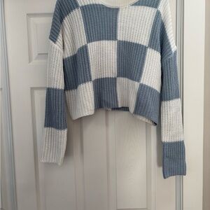 moon & madison Blue and White Checkered Sweater